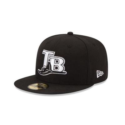 Black Tampa Bay Rays Hat - New Era MLB 59FIFTY Fitted Caps USA9463582